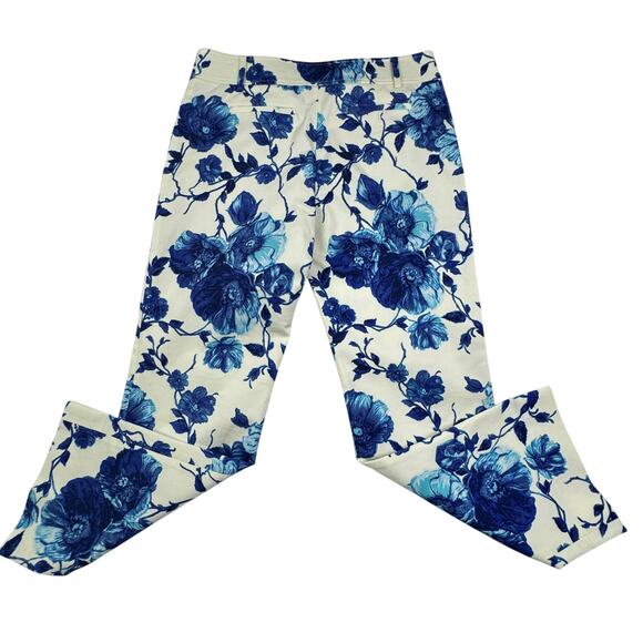 Tory Burch Kara Rosemont Blue Floral Cottage Garden Cropped Pants Women's Size 6 - Picture 5 of 9